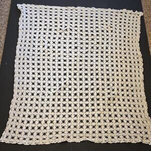 Handmade White Crochet Lace Tablecloth **Price Cut Due To Damage!** Cottagecore